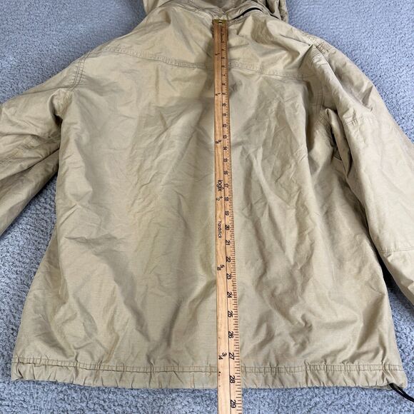 Timberland Stratham Issue Jacket Men Small Tan Khaki Removable Hood Full Zip - Picture 14 of 16